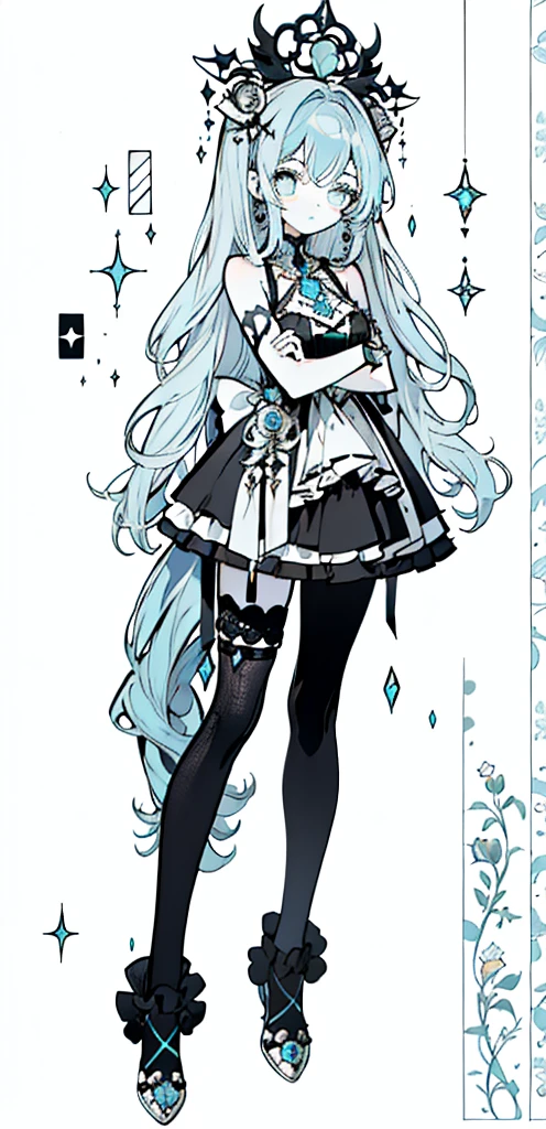 Full body Esbian，****ta prostitute，so gorgeouaximalism，extreme details，Rococo style，super long hair，intricate accessories，Complex hairstyles，gem,blue hair,, girl,((Shoulders and arms are exposed)),