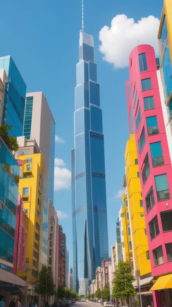 Colorful、Skyscraper-like buildings