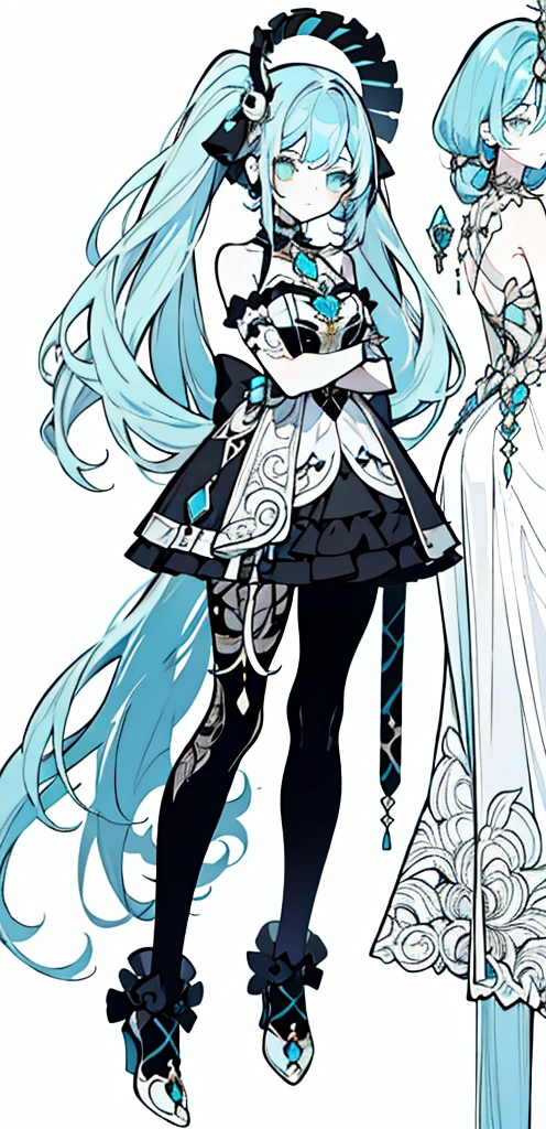 Full body Esbian，****ta prostitute，so gorgeouaximalism，extreme details，Rococo style，super long hair，intricate accessories，Complex hairstyles，gem,blue hair,, girl,((Shoulders and arms are exposed)),