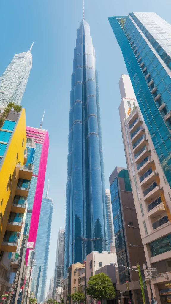 Colorful、Skyscraper-like buildings Anatomically correct,