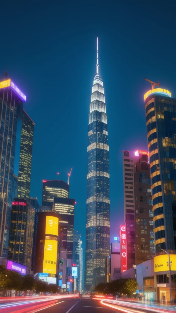 Colorful、Skyscraper-like night view