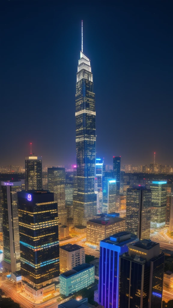 Colorful、Skyscraper-like night view
