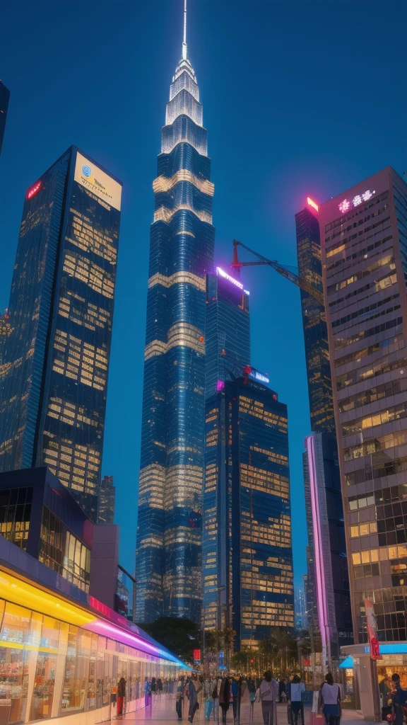 Colorful、Skyscraper-like night view