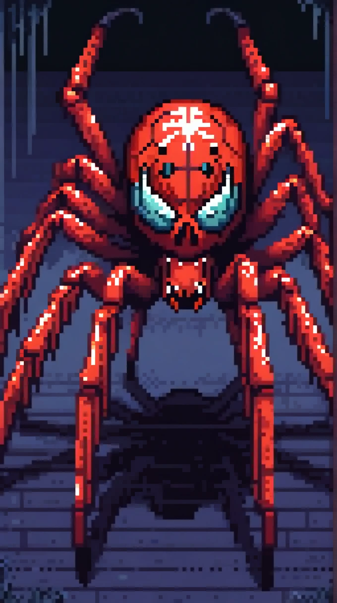 ((best quality)), ((masterpiece)), (detailed), monster, spider, 8-bit, horror, scary, transparent background