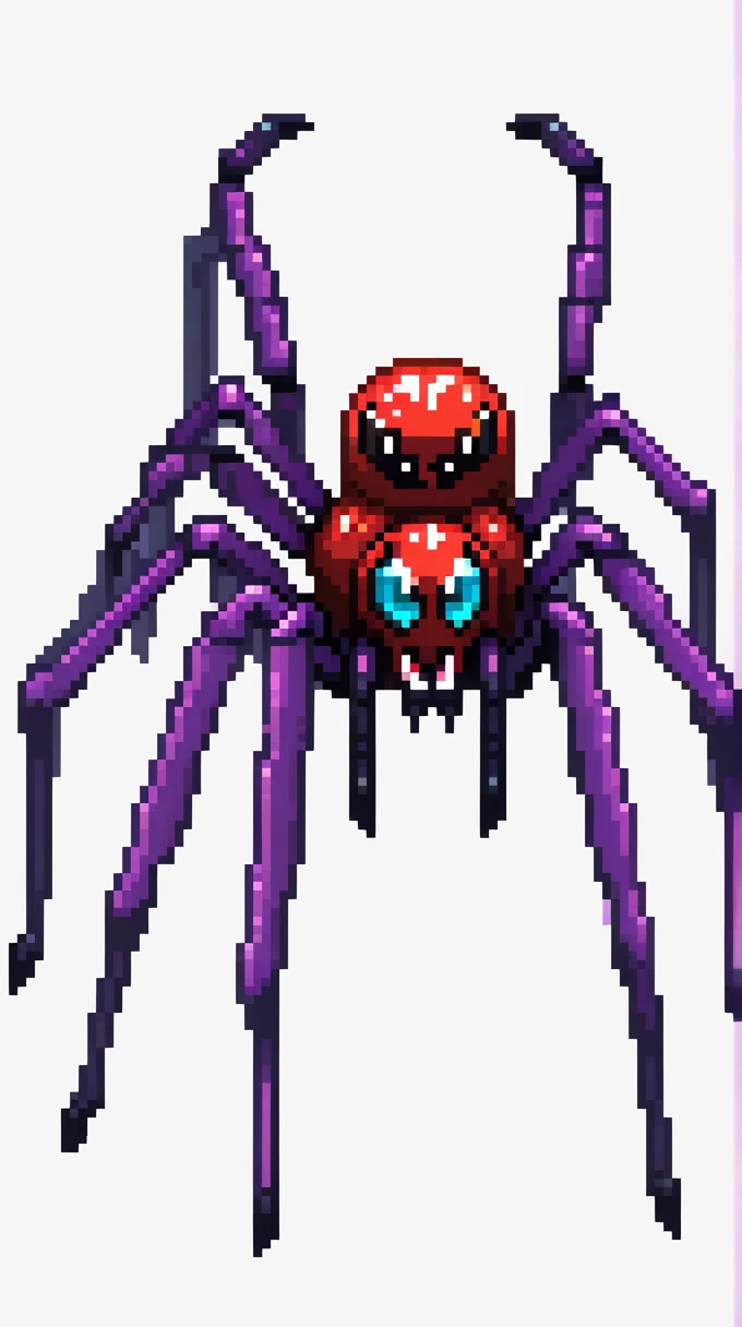 ((best quality)), ((masterpiece)), (detailed), monster, spider, 8-bit, horror, scary, transparent background