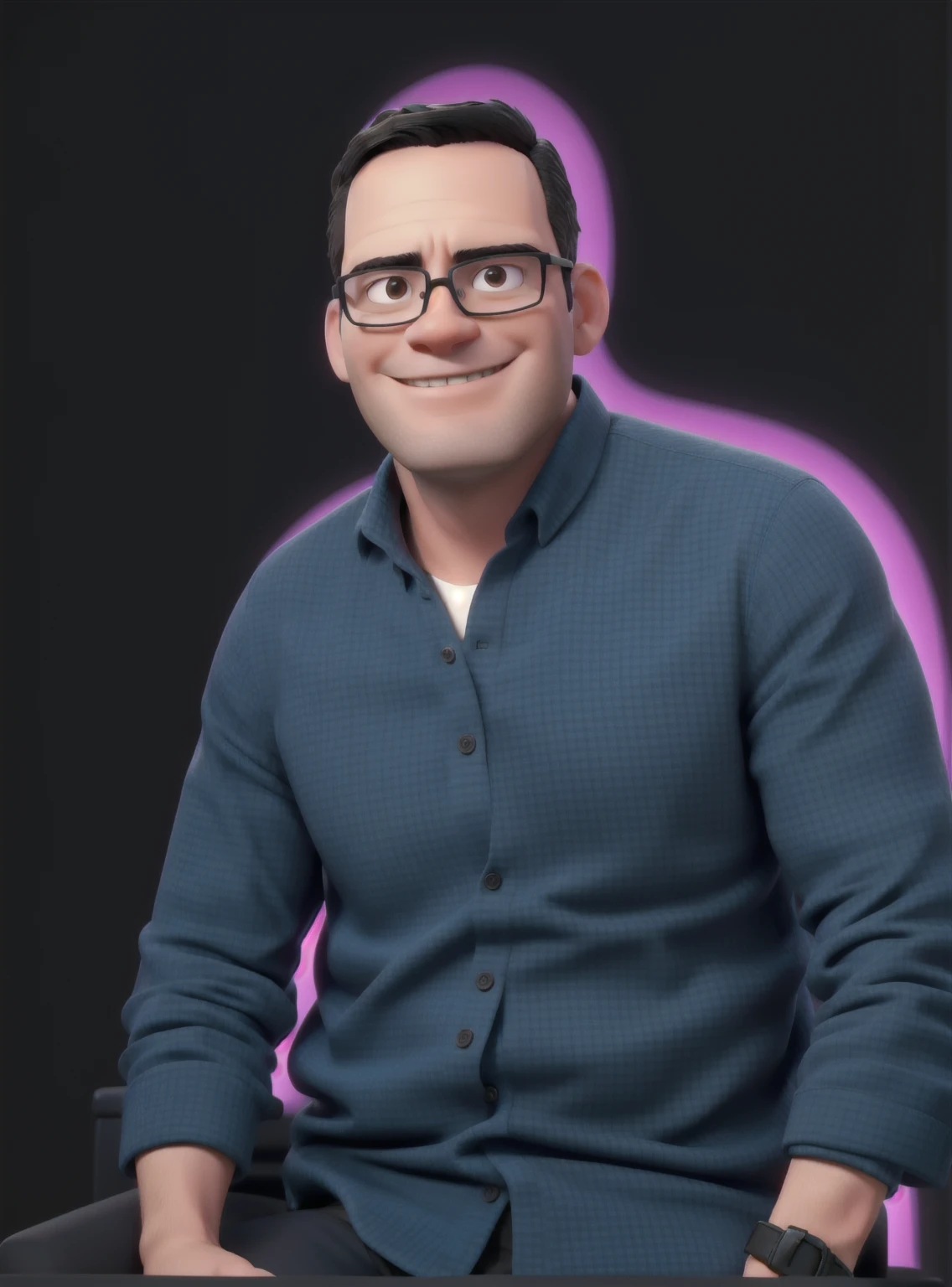 business man, with glasses, black hair with a few gray strands
