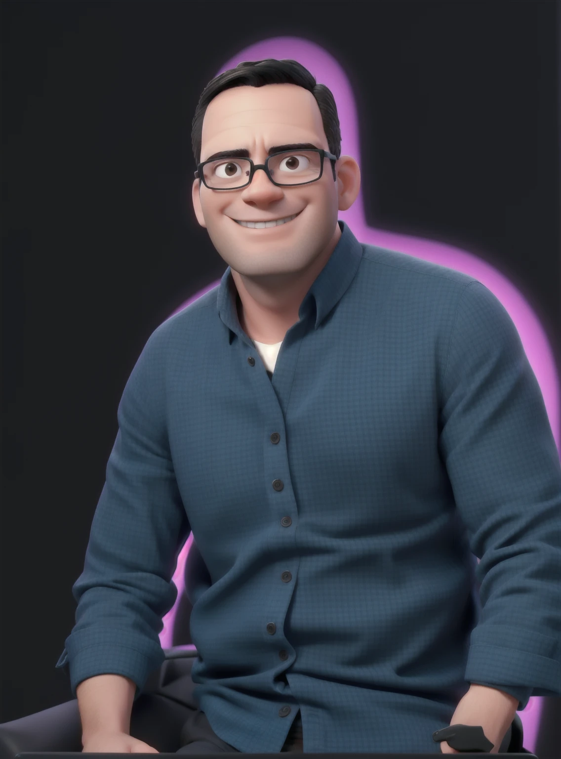 business man, with glasses, black hair with a few gray strands