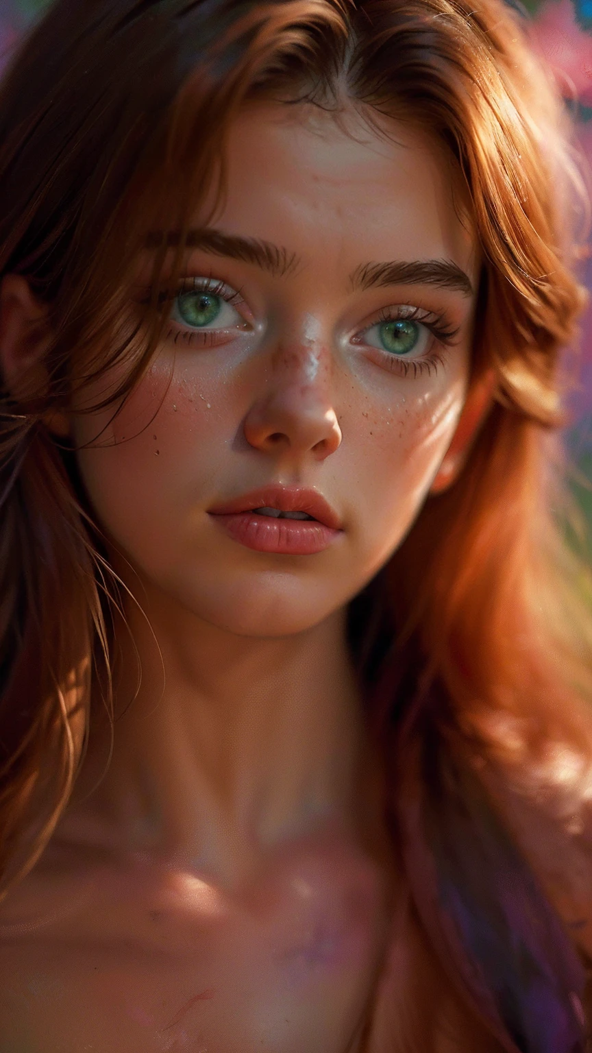 ((Masterpiece in maximum 16K resolution):1.6), ((intricate detail):1.4), ((extremely insane detail):1.4),((highest quality):1.3),((Soft colors 4k highly detailed digital art):1.3). | (((oilcolor:1.5))), ((watercolor painting):1.4), ((a painting of auburn haired and green eyed Goddess of Pornography by Agnes Cecile):1.3), ((sex toys in a fractal background):1.4), ((luminous design):1.3), ((autumnal highlights):1.1), Gouache with intricate nude details, bold pink and purple color palette, ink drips, Detailed brushstrokes have been enhanced, Careful brushwork creates an atmosphere, Utilize delicate yet powerful brushstroke techniques, Create an enchanting atmosphere. highly detailed gouache, ((Unparalleled sharpness and clarity):1.1), ((Radiosity rendered in stunning 32K resolution):1.3), All captured with sharp focus.