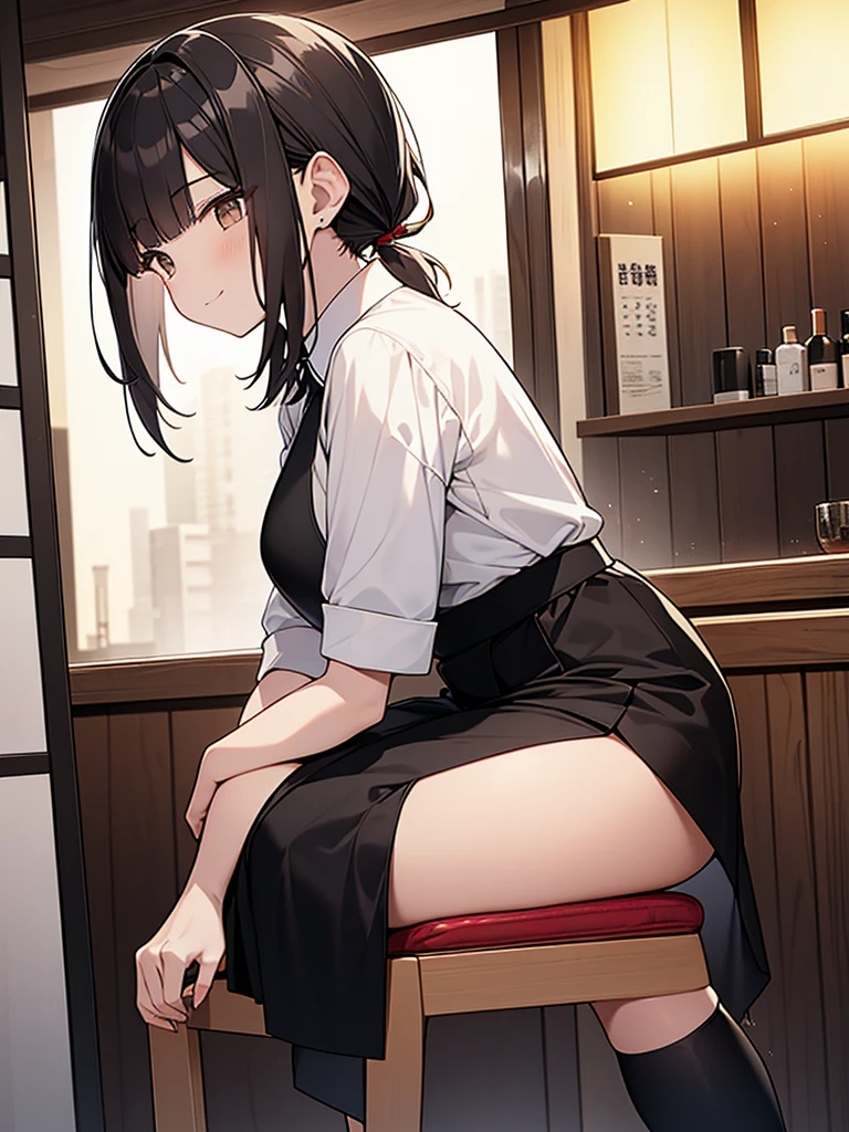 Young girl with black hair, long twintail,  twintail hairstyle, (blue eyes), ((small bushy eyebrows)), ( she pulling down her underwear), wearing lolita dress, lolicon , walking to school, flirty smile , suddenly having sex in public, ((doggy style sex)), ((public sex in a restaurant)) naked ass in the male crotch, ), perfect anatomy,(young boy fucking her)