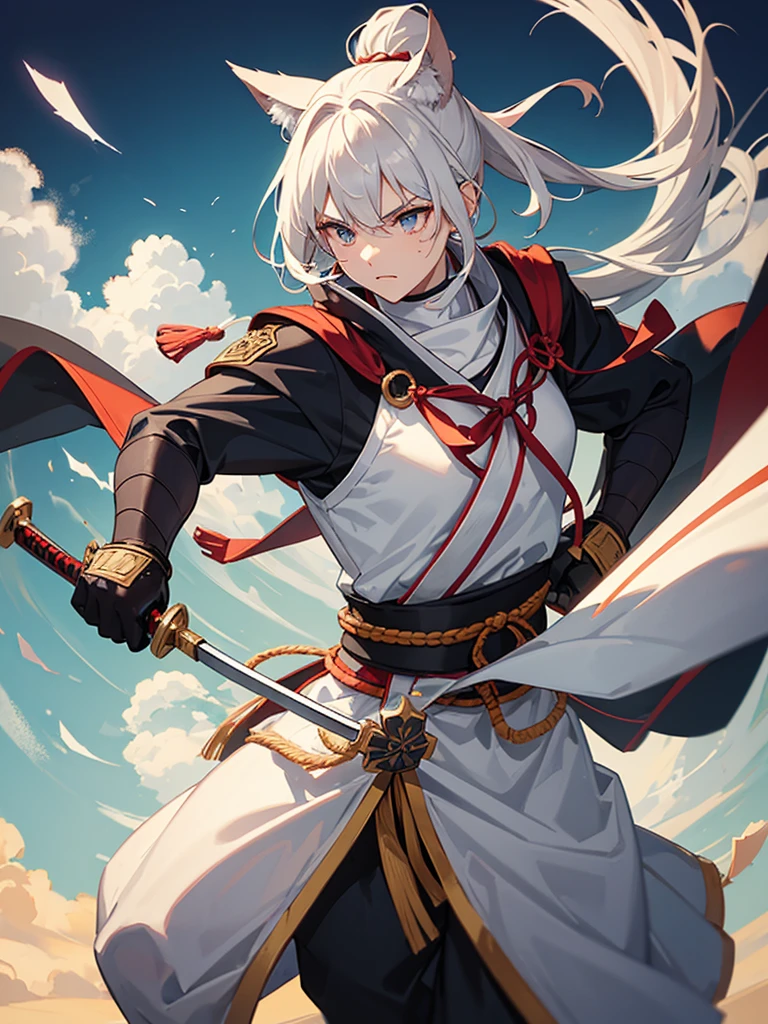 ### Detailed Physical Profile of a Samurai
**Height and weight:**
- Height: approximately 1,75m a 1,85m.
- Weight: Between 70kg and 80kg, reflecting a combination of lean and toned musculature.
**Physical Constitution:**
- Strong and agile, with well defined muscles.
- Broad shoulders and narrow waist, evidencing a body trained for combat and resistance.
**stance:**
- Erect and confident, conveying a sense of discipline and readiness.
- Precise and graceful movements, result of years of rigorous training.
**facial features:**
- Strong and well-defined jaw.
- Penetrating and determined eyes, often slightly almond-shaped.
- Straight and well-proportioned nose.
- Slightly prominent cheekbones.
- A generally serious and introspective expression.
**body hair:**
- Black and thick, often kept long and tied into a bun (called chonmage) On top of its head.
- May have some gray hairs, sign of experience and wisdom.
**Skinned:**
- Slightly tanned due to sun exposure during outdoor training and combat.
- Battle scars, cuts and marks, especially in the arms, chest and face, that tell stories of past battles.
**hands and arms:**
- Calloused and strong hands, with agile and precise fingers, capable of handling weapons with great skill.
- Muscular and well-defined arms, result of constant training with sword and bow.
**Clothing:**
- Wear traditional samurai armor (yoroi), which may include a breastplate (dō), shoulder plates (in the garden), and a helmet (kabuto) with a mask (mempo) that covers part of the face.
- The clothes underneath the armor are generally made of resistant fabric, like cotton or silk, and include a hakama (loose pants) and a gi (jaket).
**Accessories and Equipment:**
- Carries two swords, A Katana and a Wakizashi, symbolizing your class and honor.
- Can carry a bow (yumi) and arrows, in addition to other weapons such as the spear (was) ou a naginata.
- Personal items, like amulets