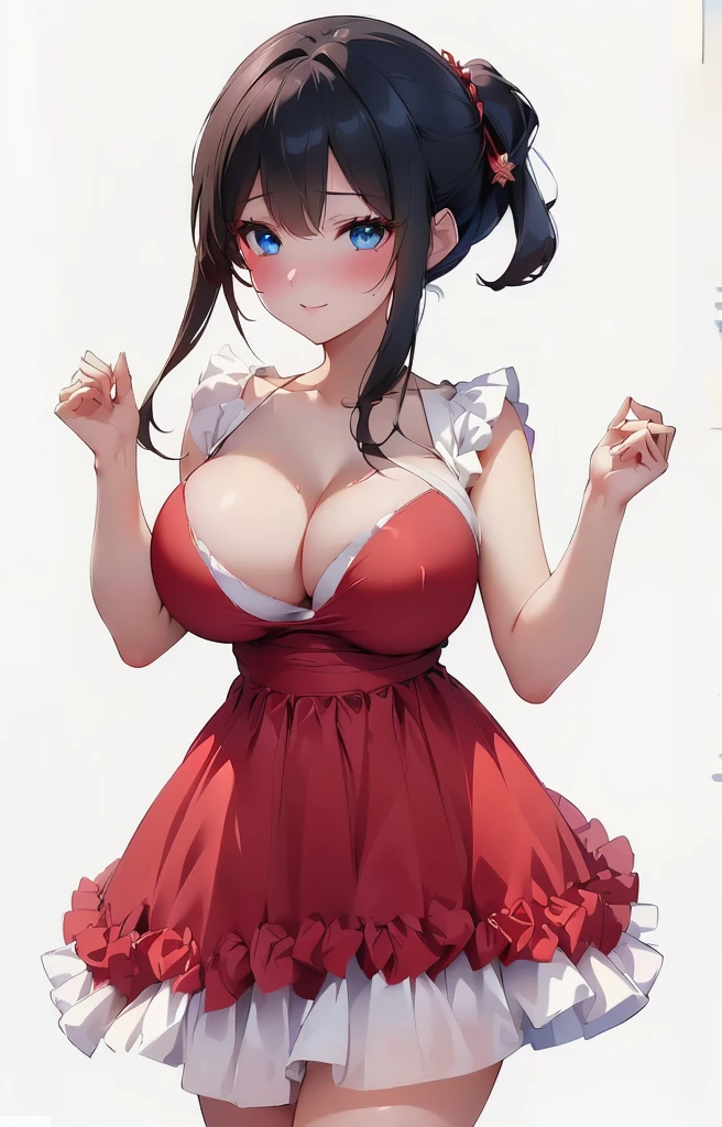 woman wearing red dress,Extra large breasts, Large Breasts,18 year old beautiful girl,Smooth anime CG art, Style Art, Realistic anime art style, Extremely detailed artger, cartoon,super high quality, 8k, RAW photos, actual