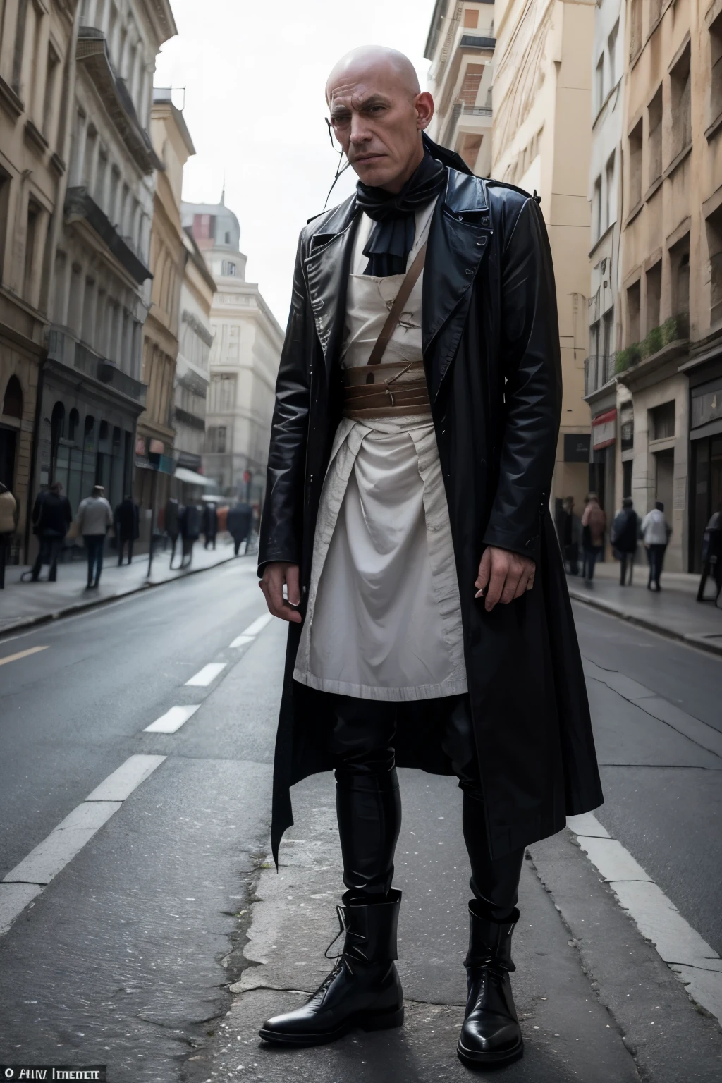 man trapped in cursed guillotine frightened man in period clothes cursed sufferer public square