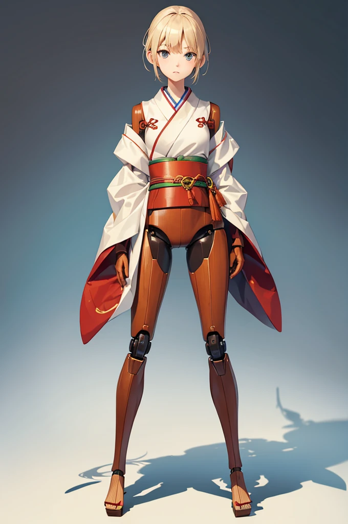 Wooden Humanoid Robot,Wood grain body,Made to resemble a young girl,wear the kimono,Young,Waiter