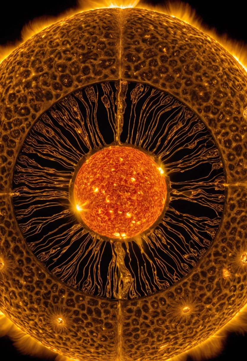 Photo of the sliced sun showing the nucleus