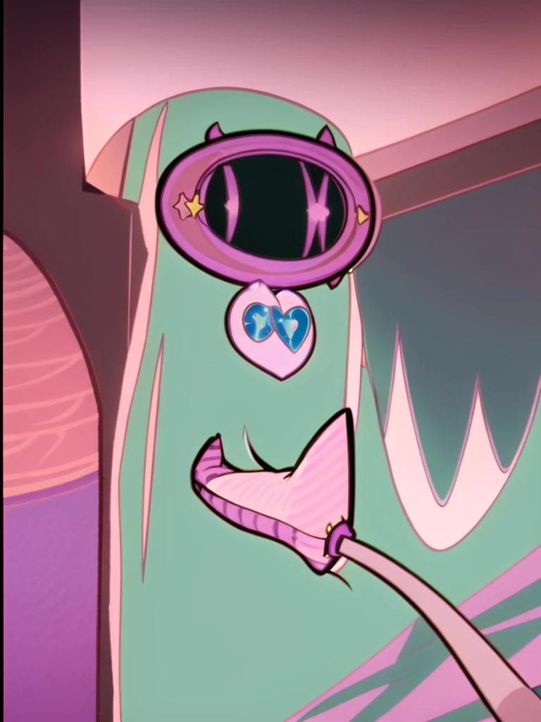 NSFW, 1 girl, star butterfly, horn hairband, lovehotel, bedroom background, (pink longsocks:1.4), (pink garterbelt:1.4), sitting at bed