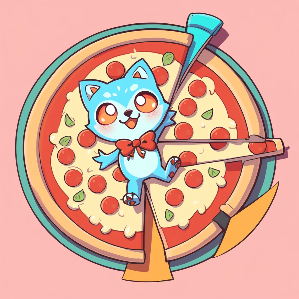 Hoot Pizza in niji art style

