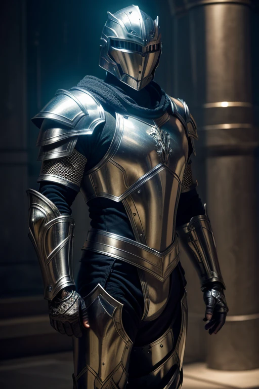 a man in full body, wearing light armor, intricate armor design, shiny metallic textures, ambient lighting, cinematic composition, dramatic lighting, fantasy setting, highly detailed, 8k, photorealistic