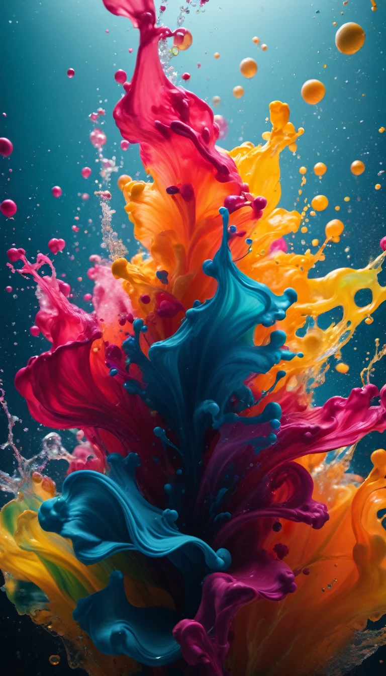 Colorful fluorescent ink dissolves in water., Cinematic shot + Dynamic configuration, 非常にdetailedな, sharpen, detailed + 複雑なdetailed + Professional Lighting, Cinema Lighting + 35mm + Anamorphic + Lightroom + photograph + Bokeh + Lens flare + Film Grain + high resolution + 8k + Roger Deakins, ((Cinematic))
