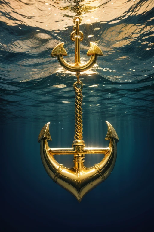 ship anchor golden anchor underwater 