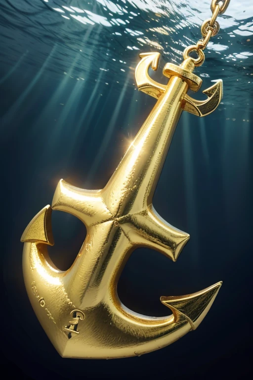 ship anchor golden anchor underwater