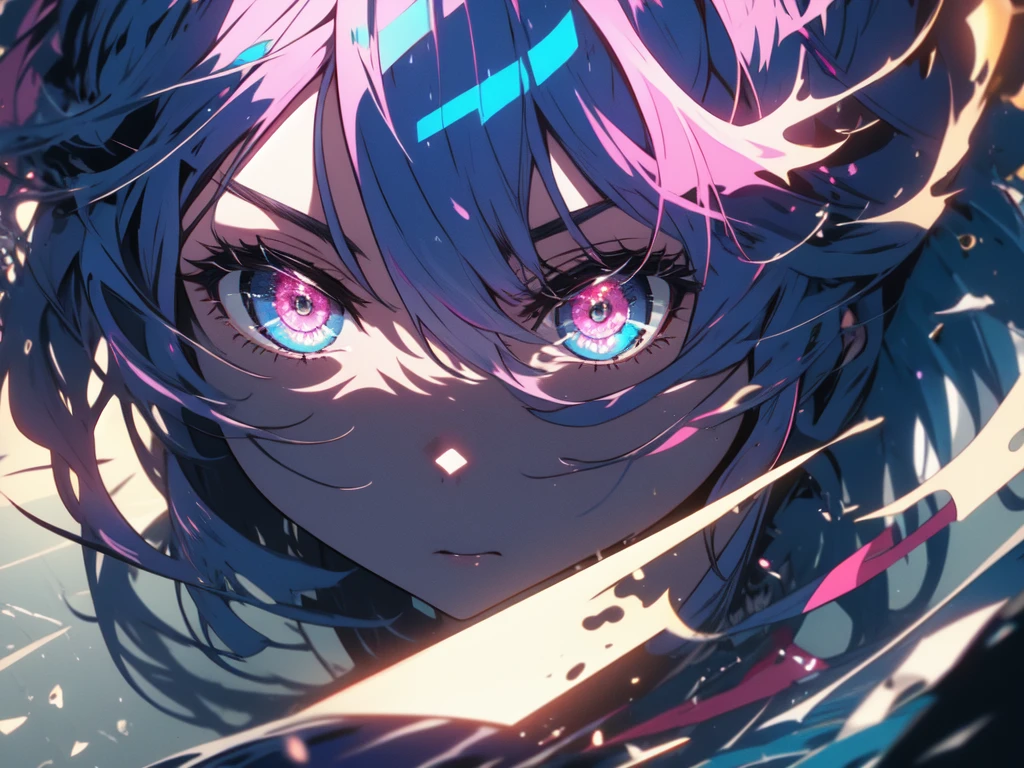 (highest quality、masterpiece、High resolution、detailed)、(Shining eyes、detailed美しいface),highly be familiar with, 8K, masterpiece, 1 girl, blue pink_hair, nude, 笑face, (perfection_face), bound, close, bondage, upon_return, Brilliant, Complex, dramatic lighting, 4k, be familiar with_returnground, caustics, full_body,  beautiful anime