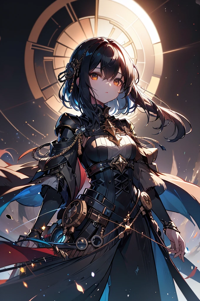In the midst of a bioluminescent solar eclipse, a brave explorer is depicted in an oil painting. The main subject is a figure standing in awe with a telescope in hand, their silhouette illuminated by the ethereal glow of the celestial event. The image, a vivid and expertly crafted painting, captures the explorer's sense of wonder and adventure under the darkened sun. The explorer's rugged features are highlighted by the surreal, otherworldly colors of the eclipse, creating a striking contrast between the human figure and the cosmic phenomenon. This masterpiece is a testament to the artist's skill and ability to bring the viewer into a world where science and beauty collide.