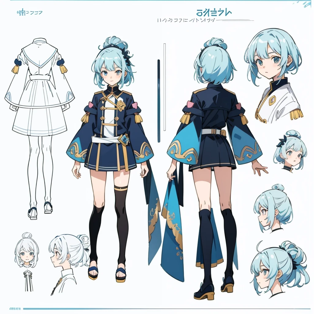 anime - style image of a character with a variety of hair and accessories, anime set style, anime character reference sheet, fantasy uniform, flat anime style, anime full body illustration, full_body!!, complete detailed body, extra detailed body, anime vtuber full body model, soft anime illustration, anime style character, clean detailed anime style,
