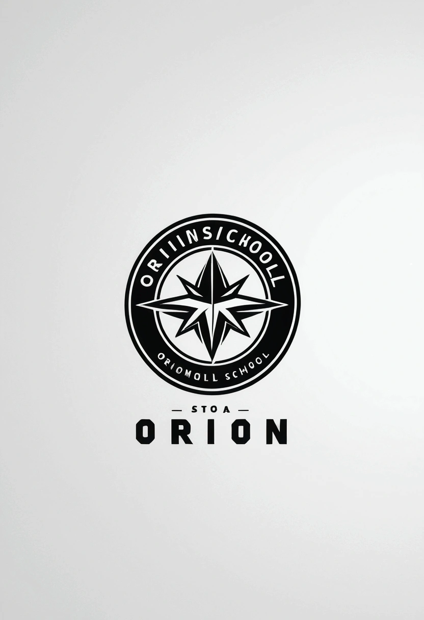 Black and white Orion logo for a minimalist sports school 