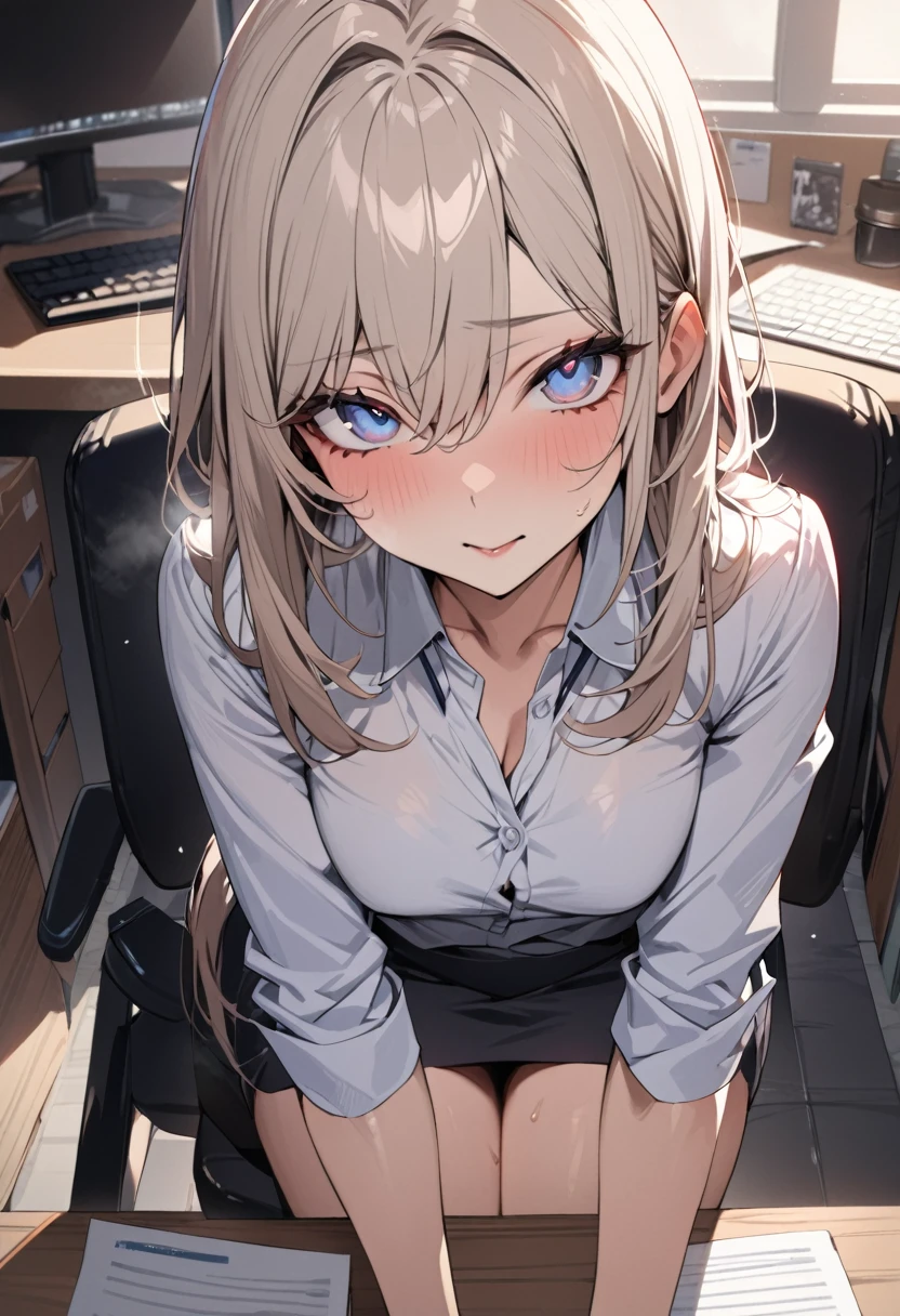 (((masterpiece))),(((High resolution)))、Beautiful office lady, No sleeve, skirt, Looking at the camera, ((Top quality eyes)), Detailed face, ((Detailed Texture)), Looking at the camera, hentai