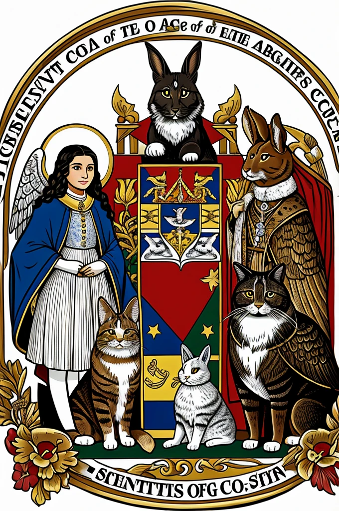 Coat of arms of the Aguilar family with a dog, a cat and a rabbit and an eagle