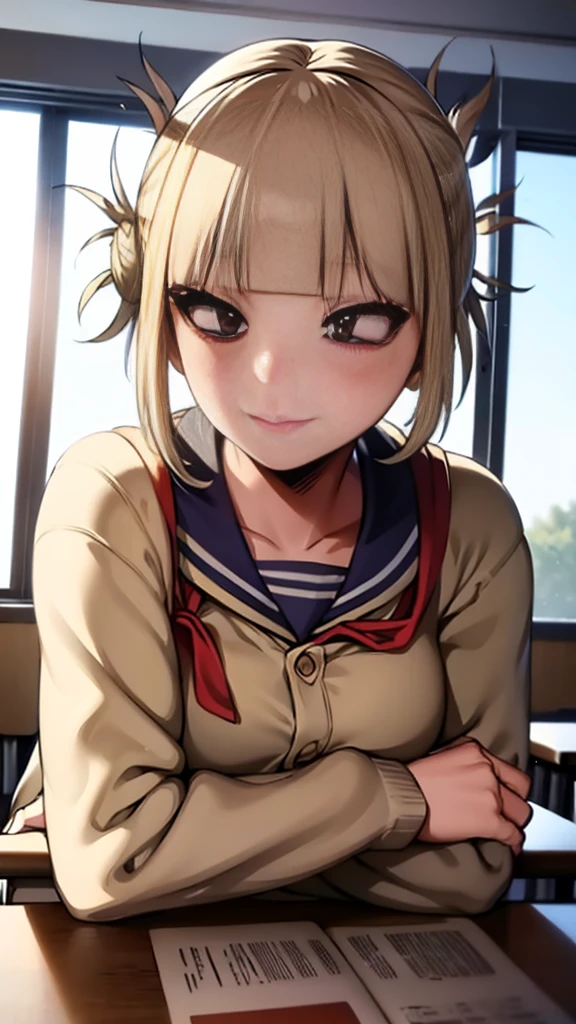 Himiko Toga、School classroom、evening、Realistic、gloss、