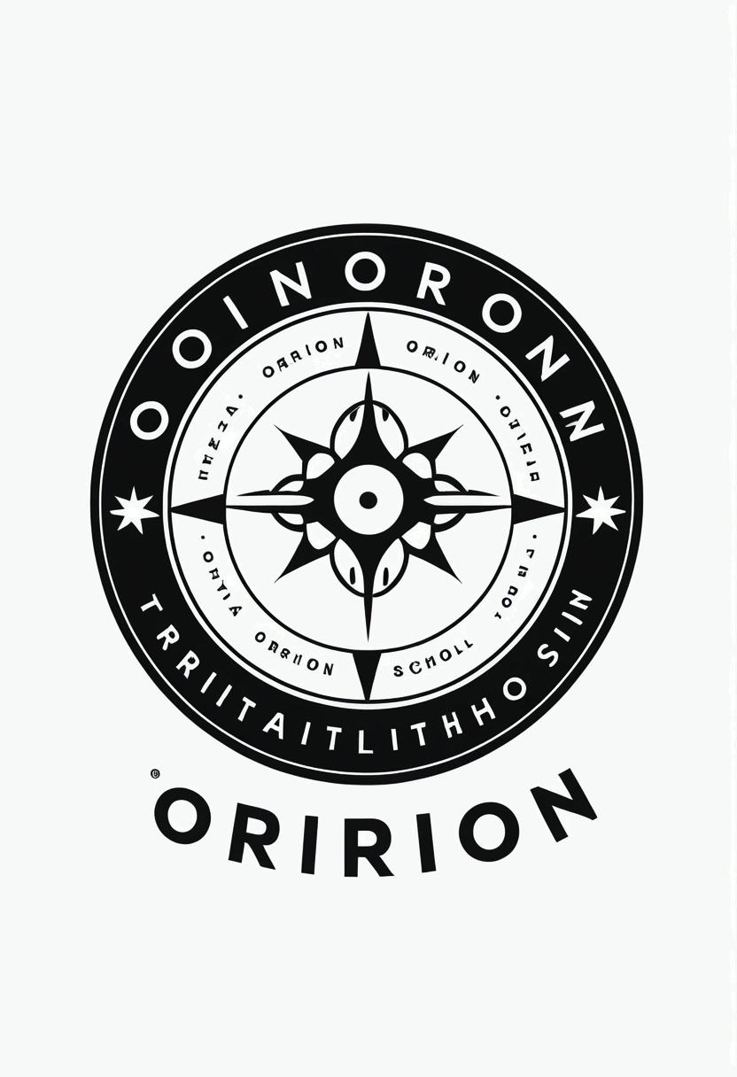 Black and white Orion logo for a minimalist triathlon school