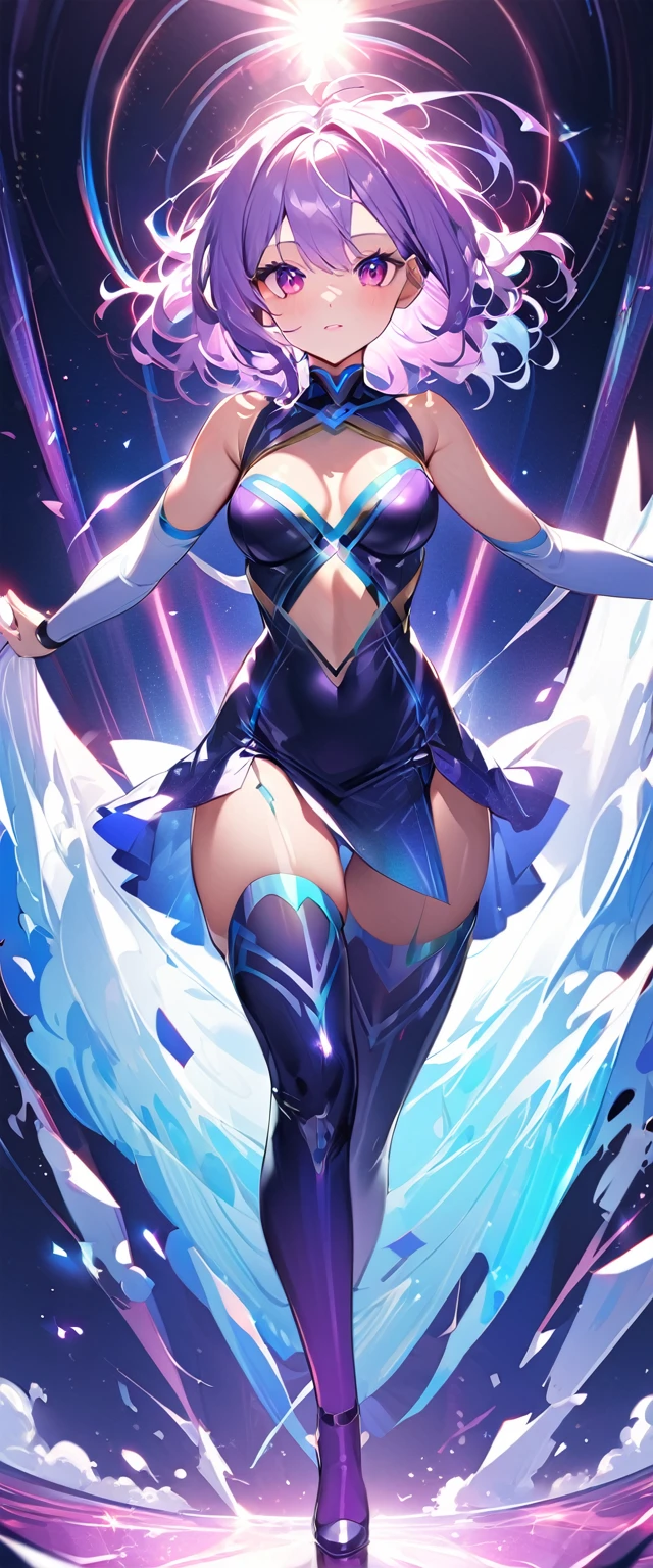 Highest quality、High resolution、Detailed Background、Beautiful face in every detail、Detailed facial expressions、Beautiful women in their 20s、Brightly colored hair、Long Hair、Wavy Hairstyle、Cute Eye Makeup、Cute Lip Makeup、Perfect body line、Vibrant、(Beautiful woman dancing in a holographic laser dress under the lights:1.5)、
Dance to the rhythm with relaxed steps to impress.、Eyes that everyone admires、Bodycon Dress、It's also a good idea to incorporate glamorous details such as lace and metallics.、Add subtle accents with necklaces, earrings, rings, etc.、very beautiful
