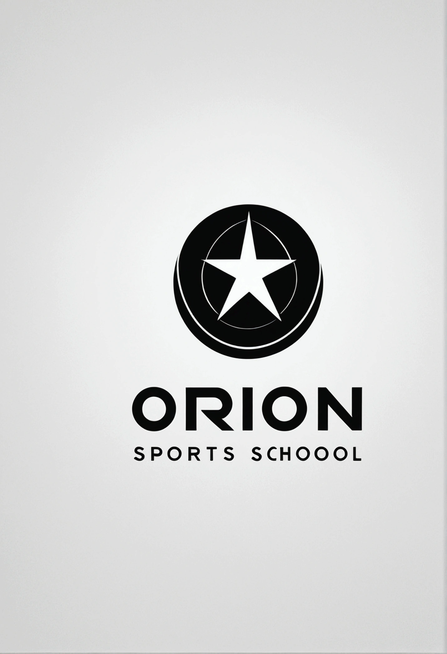 Black and white Orion logo for a minimalist sports school