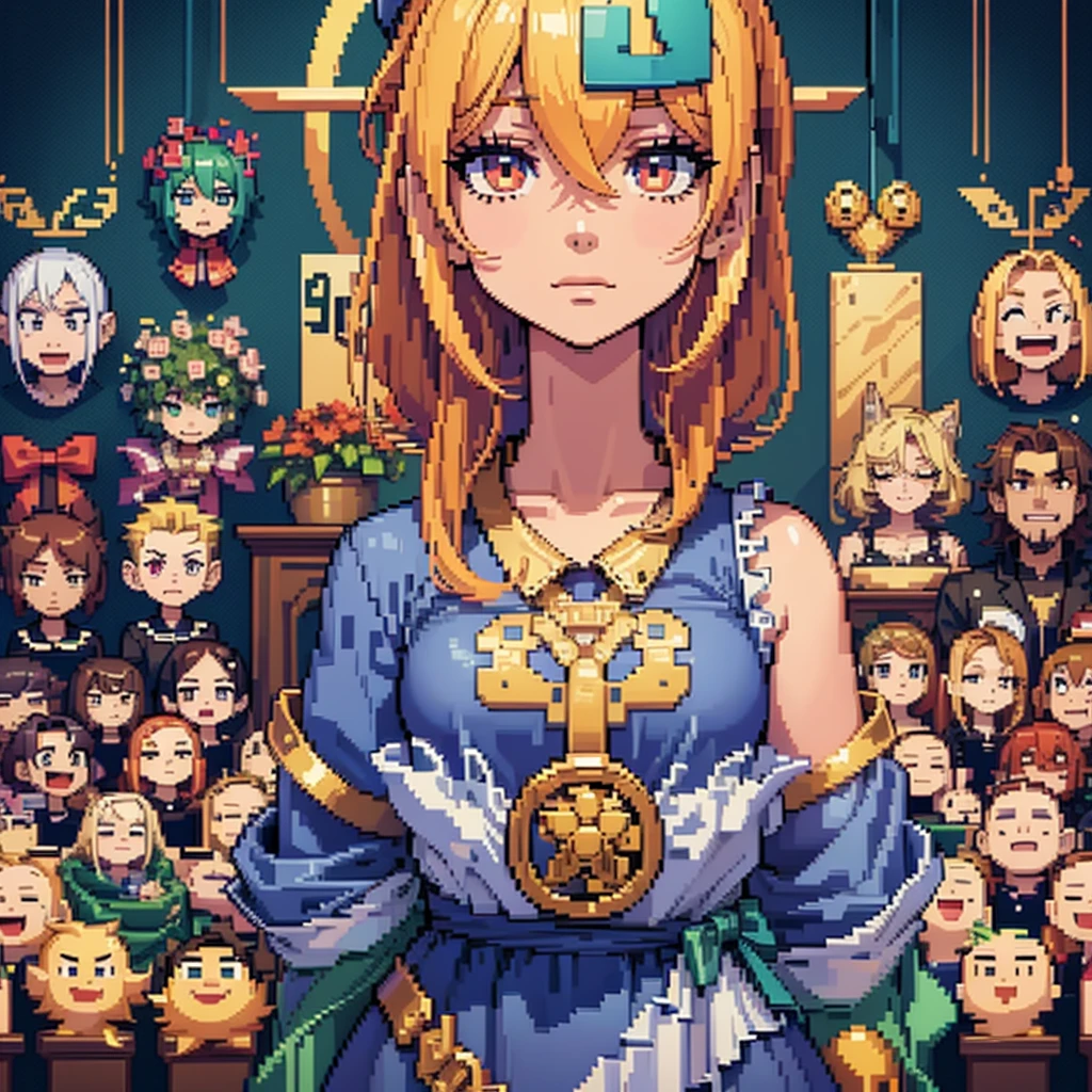 a close-up of a pixel art style image of a person in a hat, Spritesheet, sprite sheet, Sprites, 2 d Sprites, set of high quality hd Sprites, full body sprite, psd Spritesheet, ator 2d, characters 8k symmetrical, with familiar Sprites, female protagonist 👀 :8, sprite de pixel art