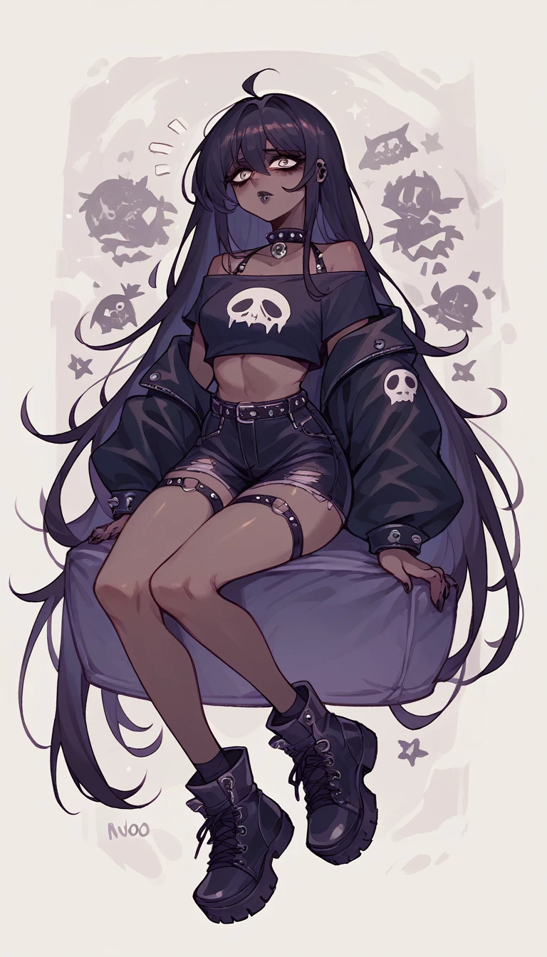 Goth Noir (NOD) Full body black skin wearing a goth outfit