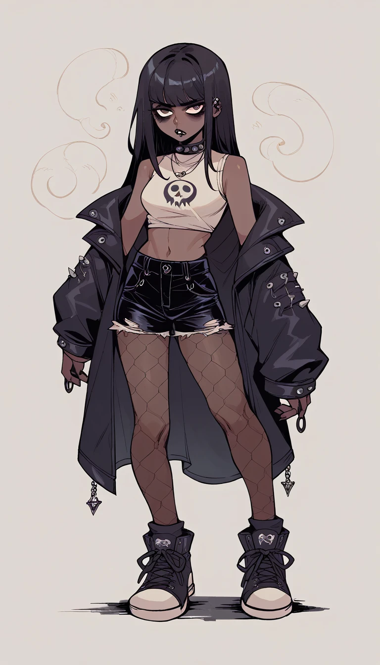 Goth Noir (NOD)  Full body black skin wearing a goth outfit