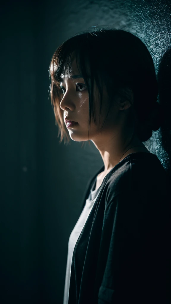 Highest quality、8k、young woman、Dark Room、Gloomy face