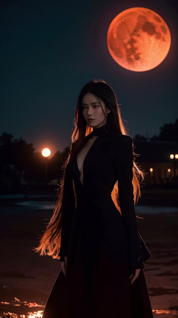 Develop a novel that evokes a sense of power, mystery, and the dark journey of revenge.
The Central Figure should be a strong, determined young woman standing in the foreground. She should have an intense, resolute expression, .
The woman is dressed in a sleek, black, elegant Mafia boss outfit
The background a shadowy, a very big and opulent mansion, partially covered by darkness.
There should be a faint image of a phoenix rising in the background
like a blood-red moon
There should a color Scheme that will be dark, moody tones with contrasts of deep reds and blacks