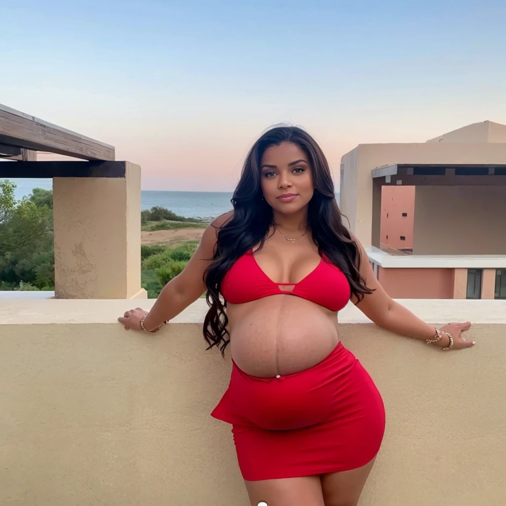 Beautiful Persian woman in bikini at the beach, model posing, chin in hand,Brightly colored tattoos on arms and legs,pregnant woman in a colorful dress standing by a pool, long curvy black hair, gorgeous lady, full body pose, beautiful image, side pose, profile pic, mami wata, elegant pose, full body length, cool pose, skinny waist and thick hips, curvy, woman posing, full pose, with a cool pose, long full body shot, doing an elegant pose, beautiful