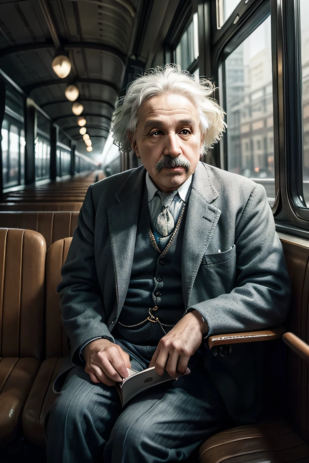 scientist Albert Einstein angrily telling him to shut up