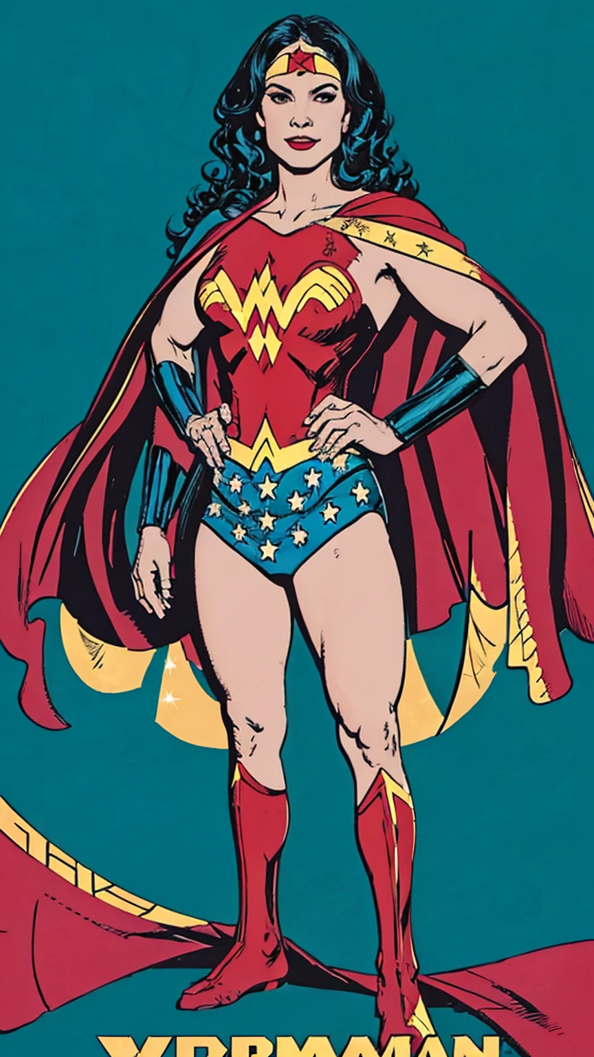 ((Full body photo,standing, feet on the ground)) Wonder Woman A red-haired warrior man with yellow eyes wearing black and gold Superman armor