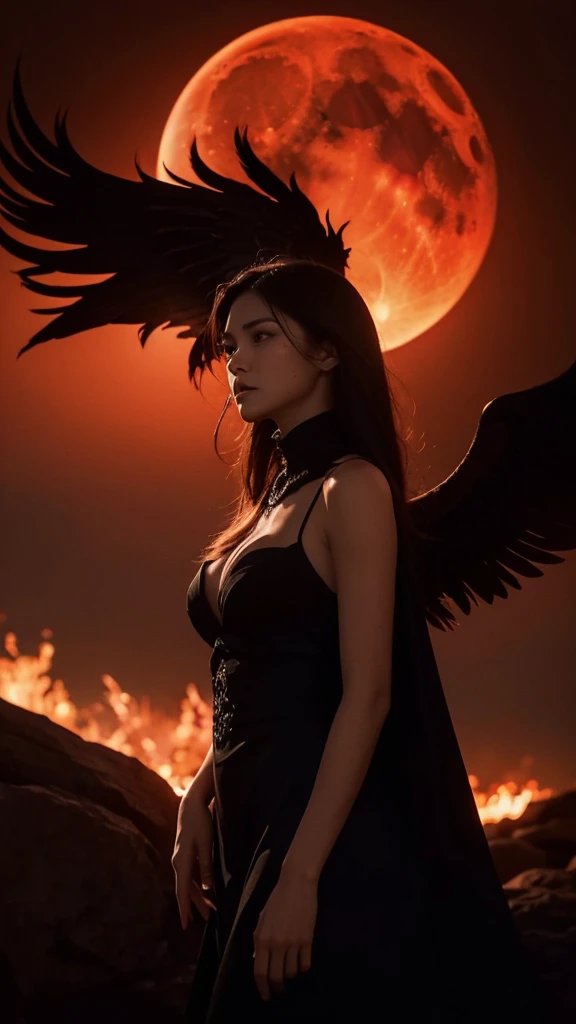 Develop a novel that evokes a sense of power, mystery, and the dark journey of revenge.
The Central Figure should be a strong, determined young woman standing in the foreground. She should have an intense, resolute expression, .
The woman is dressed in a sleek, black, elegant Mafia boss outfit
The background a shadowy, a very big and opulent mansion, partially covered by darkness.
There should be a faint image of a phoenix rising in the background
like a blood-red moon and phoenix rising in the background
There should a color Scheme that will be dark, moody tones with contrasts of deep reds and blacks