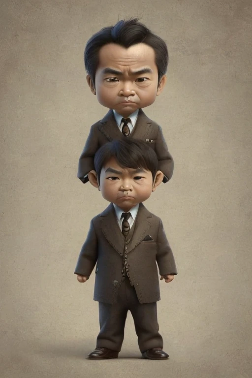 ((Ultra-high resolution, Highest quality, masterpiece: 1.2) ,whole body,Japan comedians,Portrait of Untouchable Hiroya Yamazaki, Japan 50 years old,Middle-aged Asian man,Work clothes,Asian Eyes,(Incredibly small eyes),((Extremely narrow forehead)),((Overwhelmingly small forehead)),Extremely small eyebrows,(Thin eyebrows),(灰色のWork clothes),A face like home base,((Square face)),Very narrow eyes,((Single eyelid)),short hair,((No beard)),Big Head,Big face,Beardless face