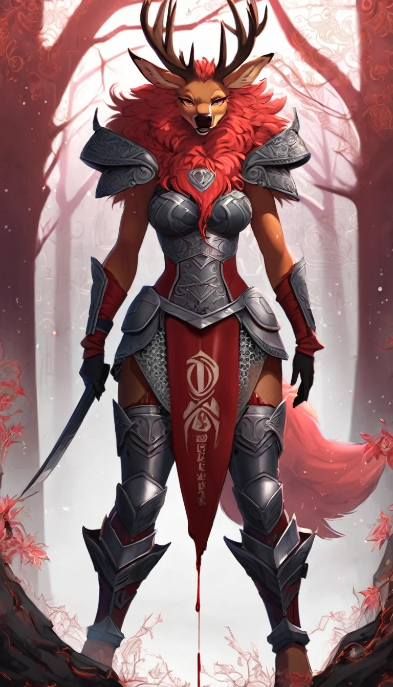 (Wolf), ((red fur)), antro, (wearing breastplate armor), two toned fur, (wearing armor leggings), high detail, , white belly, high resolution, raw photo, gray background, (cleavage), 1girl, solo, big breasts, high quality, hi res, sharp, detailed body, detailed, cartoony, (((holding iron sword, two handed))), ((looking at viewer)), slim, thick thighs, (angry), mad, buff, full body, (sword pose) whole body, full body portrait