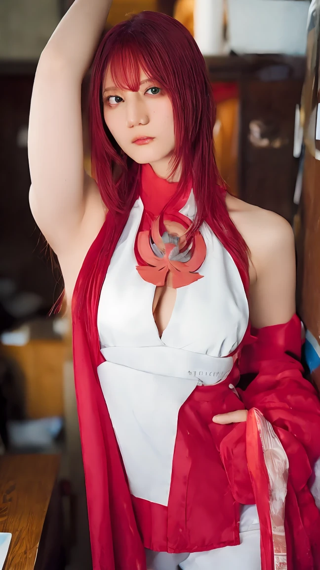 Yaumiko,Pink Hair, Cosplayers,White and pink bikini,Sexy and seductive poses,Small breasts