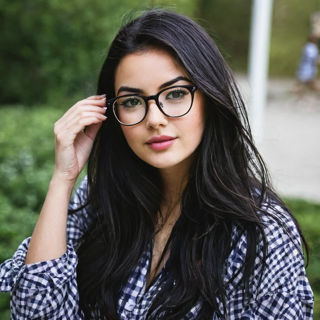 girl with glasses, dark hair