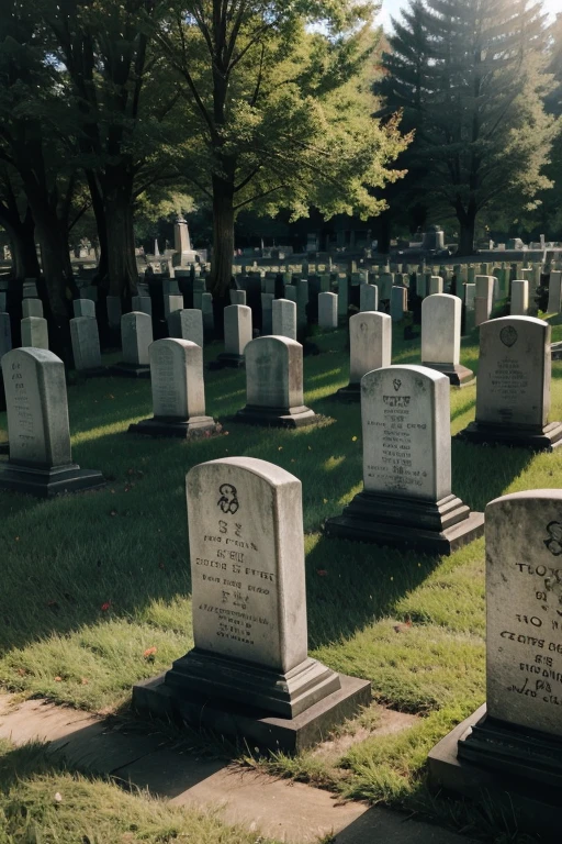 cemetery with spooky golden tombstones