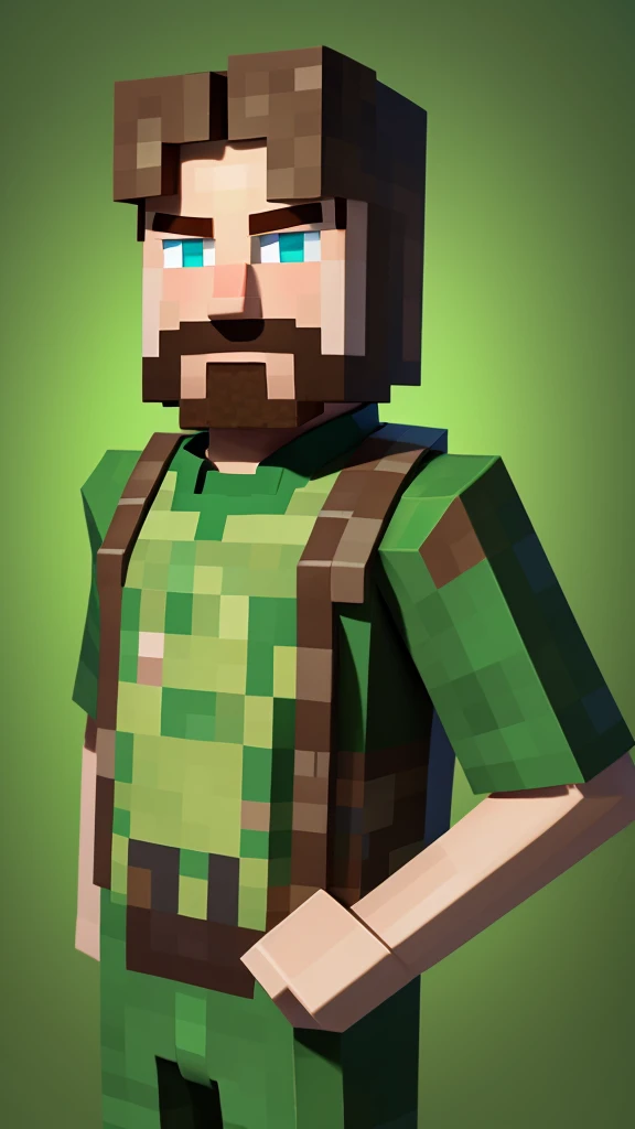 Create a picture of Steve from Minecraft, but like, make it as humanized as possible, with all the characteristics of a human