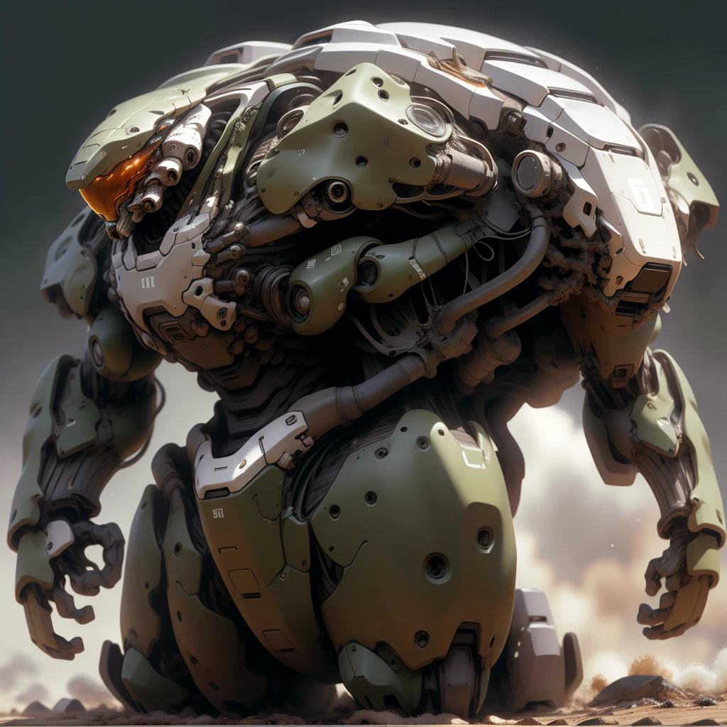 ((best quality)),((masterpiece)),((highres)),((detailed)), original,
DoomMedium,(full body:1.5),
robot, strong, umber, on the dust,square、white、Monocular、A hand grows out of the torso、The legs grow directly from the torso、Bipedal Mecha、sf、cyber punk、Green tint、Small antenna、Jetpack on the back、Simple design